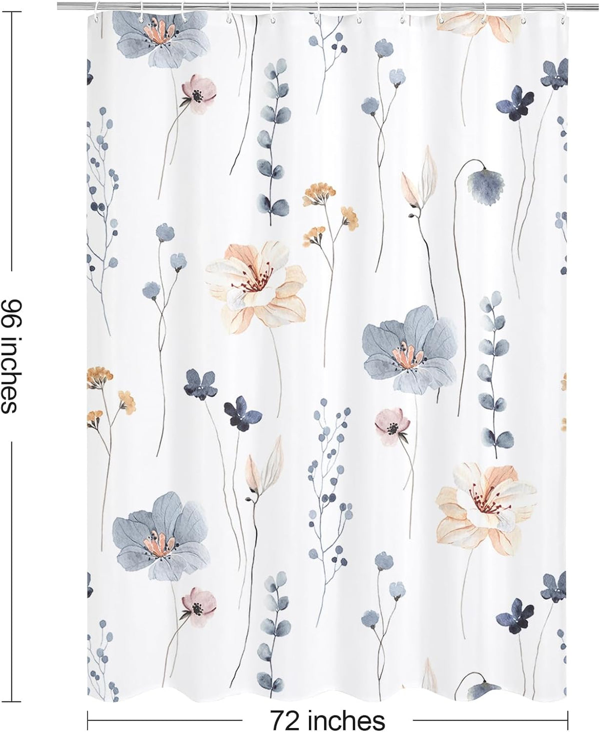 Sage Green Beige Watercolor Floral Fabric Shower Curtain 72x72