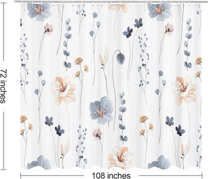 Sage Green Beige Watercolor Floral Fabric Shower Curtain 72x72
