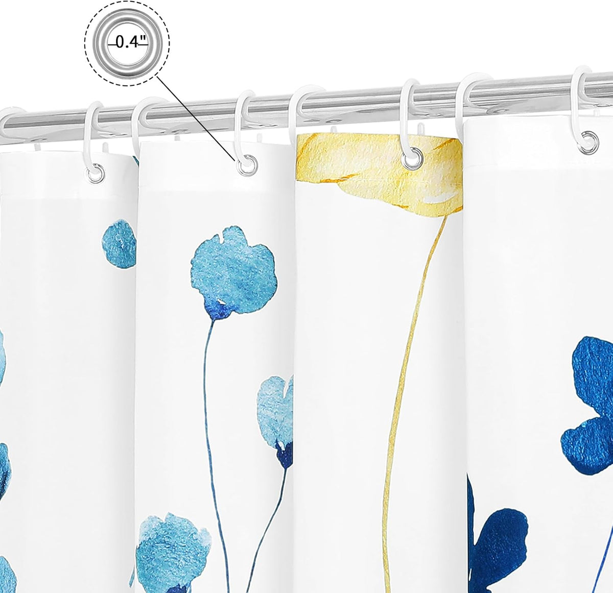 Sage Green Beige Watercolor Floral Fabric Shower Curtain 72x72
