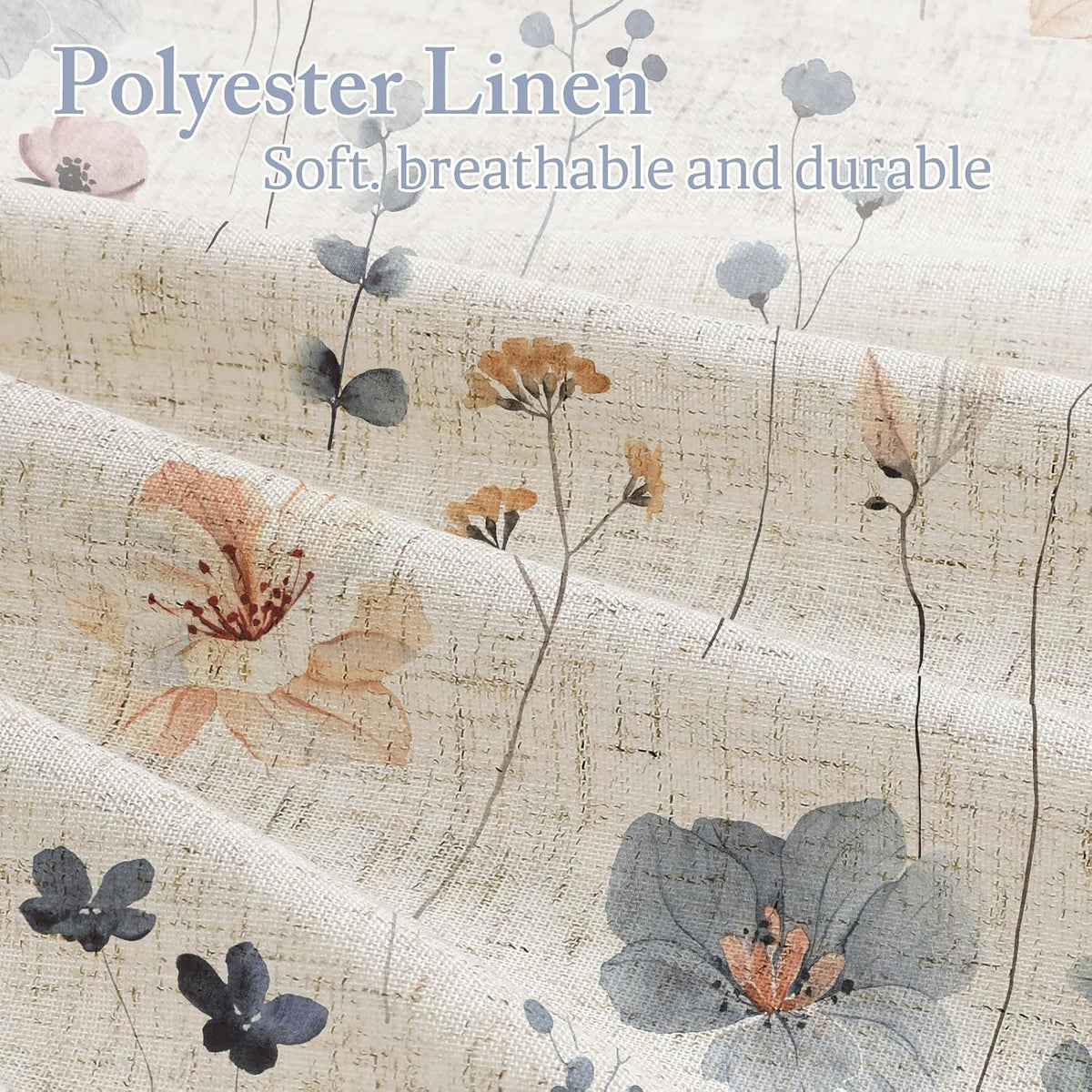 Sage Green Beige Watercolor Floral Fabric Shower Curtain 72x72