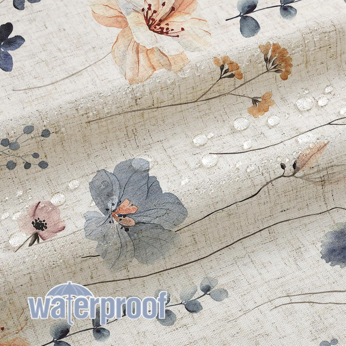 Sage Green Beige Watercolor Floral Fabric Shower Curtain 72x72