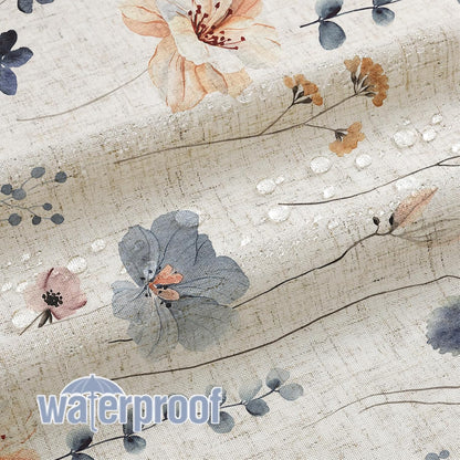 Sage Green Beige Watercolor Floral Fabric Shower Curtain 72x72