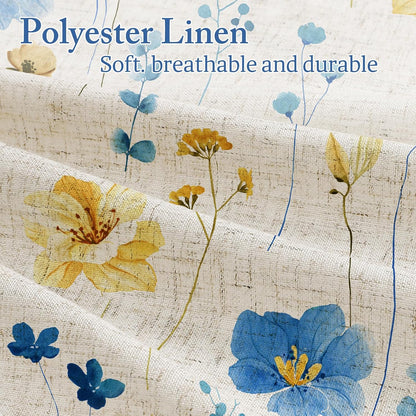 Sage Green Beige Watercolor Floral Fabric Shower Curtain 72x72