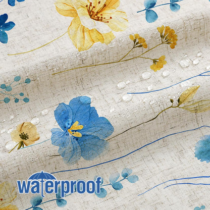 Sage Green Beige Watercolor Floral Fabric Shower Curtain 72x72