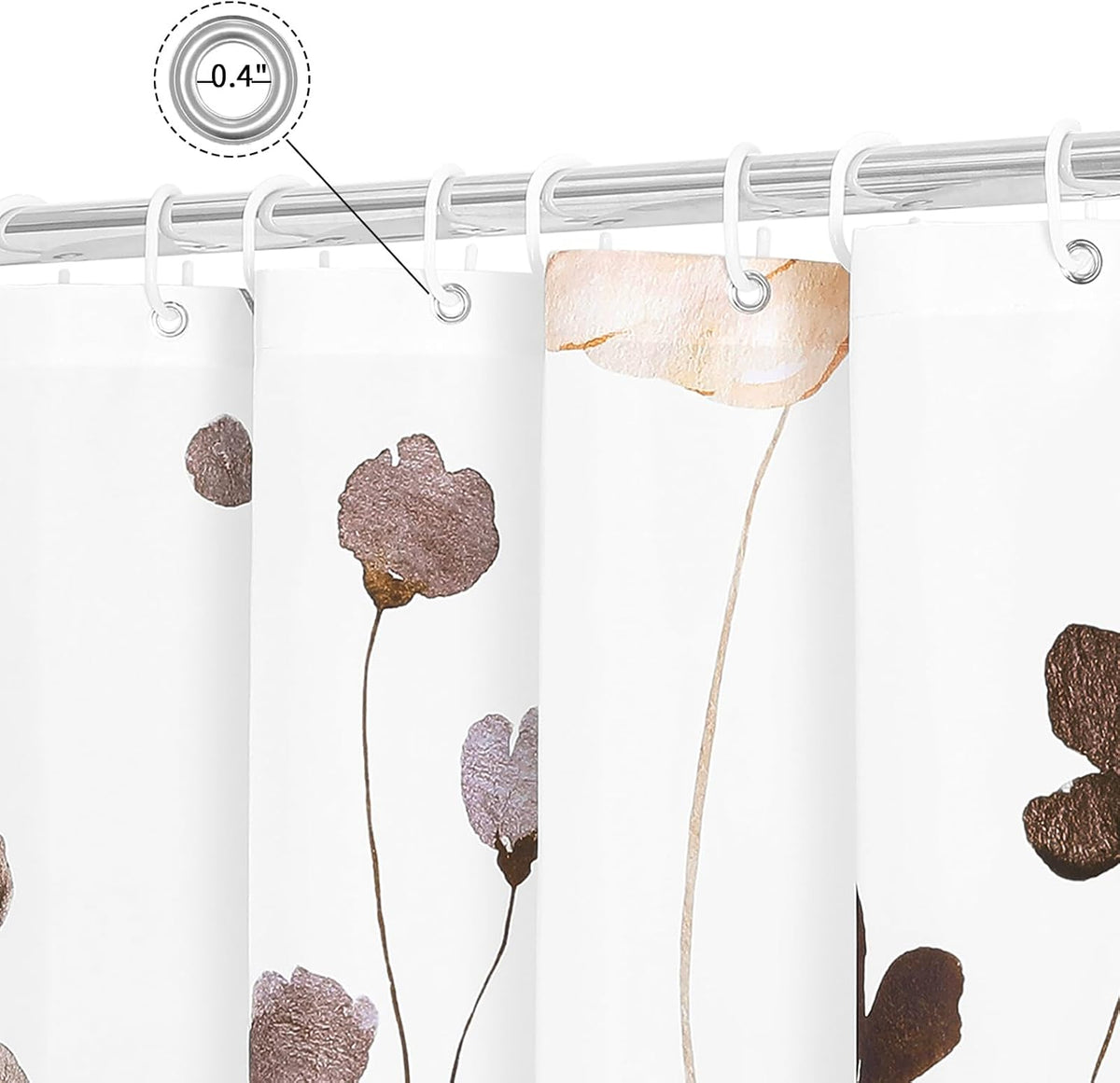 Sage Green Beige Watercolor Floral Fabric Shower Curtain 72x72