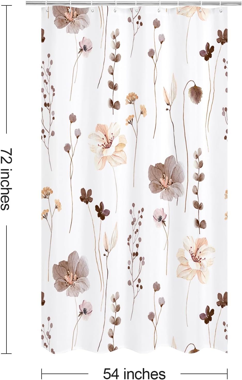Sage Green Beige Watercolor Floral Fabric Shower Curtain 72x72