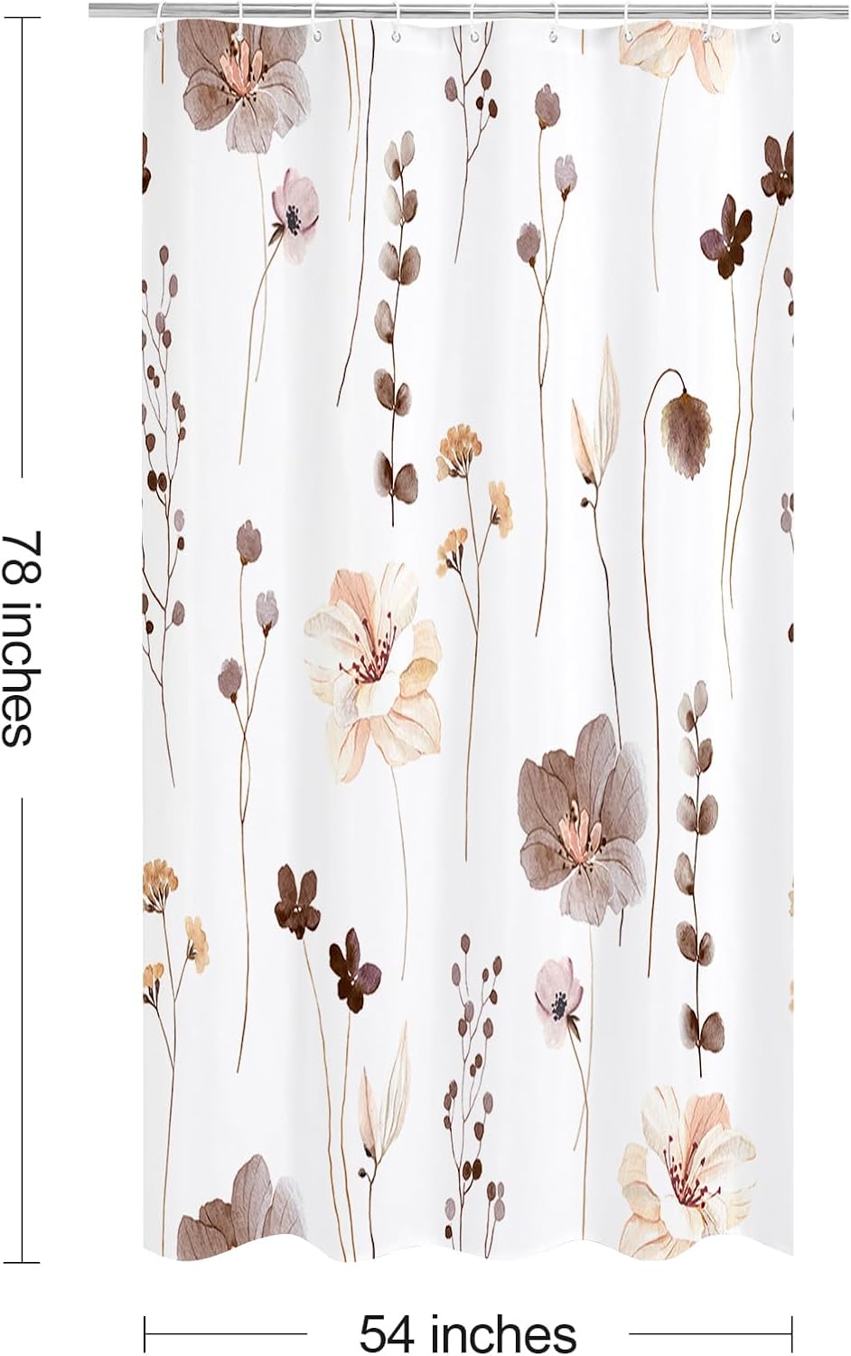 Sage Green Beige Watercolor Floral Fabric Shower Curtain 72x72