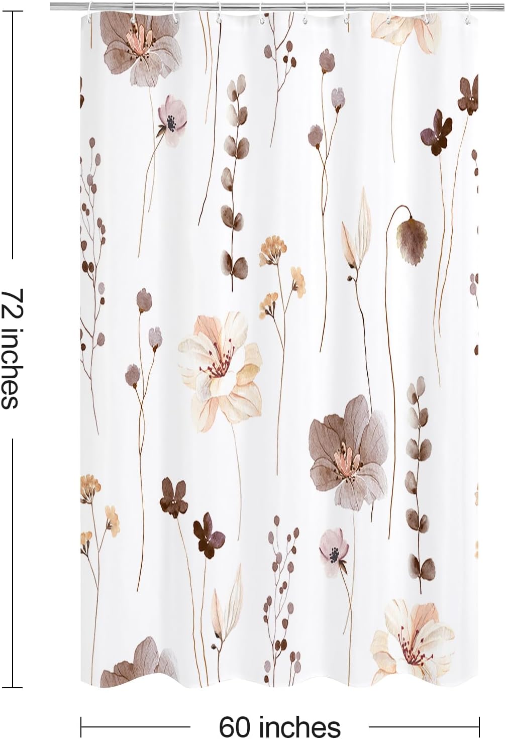 Sage Green Beige Watercolor Floral Fabric Shower Curtain 72x72