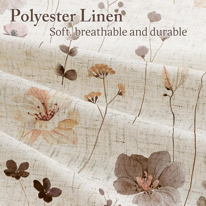 Sage Green Beige Watercolor Floral Fabric Shower Curtain 72x72
