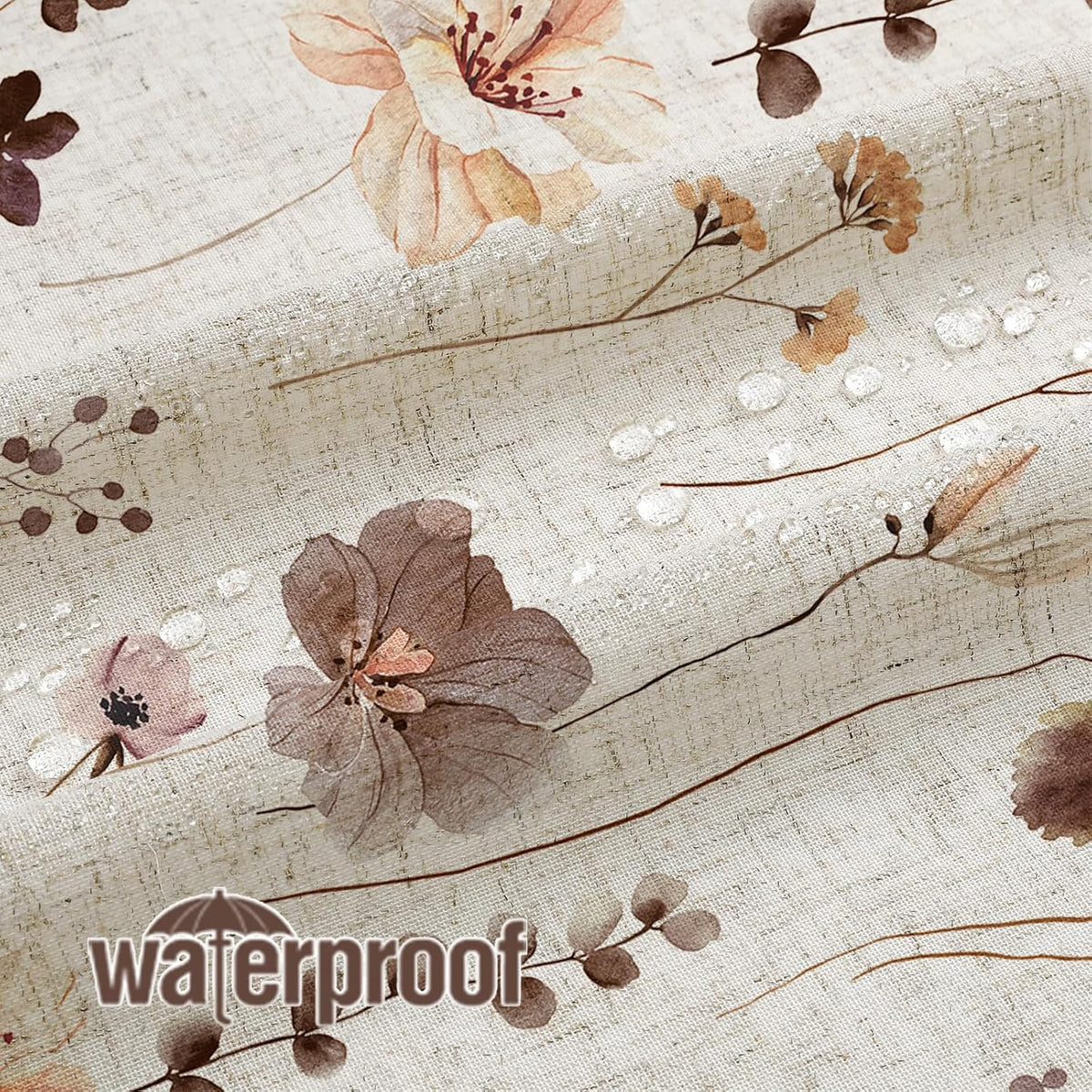 Sage Green Beige Watercolor Floral Fabric Shower Curtain 72x72