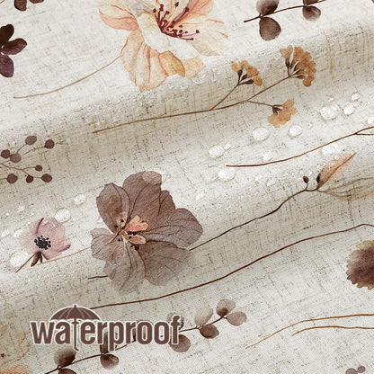 Sage Green Beige Watercolor Floral Fabric Shower Curtain 72x72