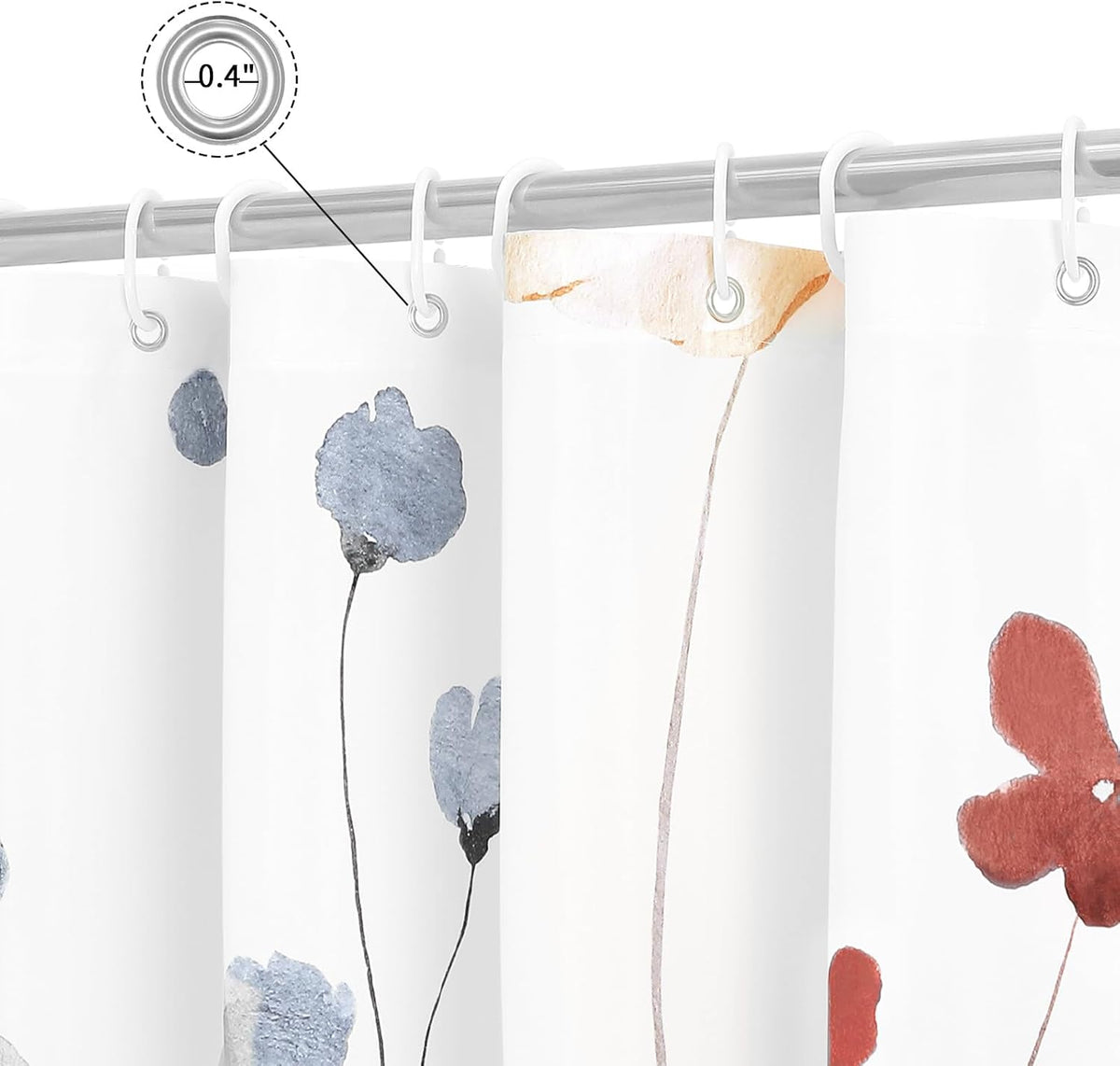 Sage Green Beige Watercolor Floral Fabric Shower Curtain 72x72