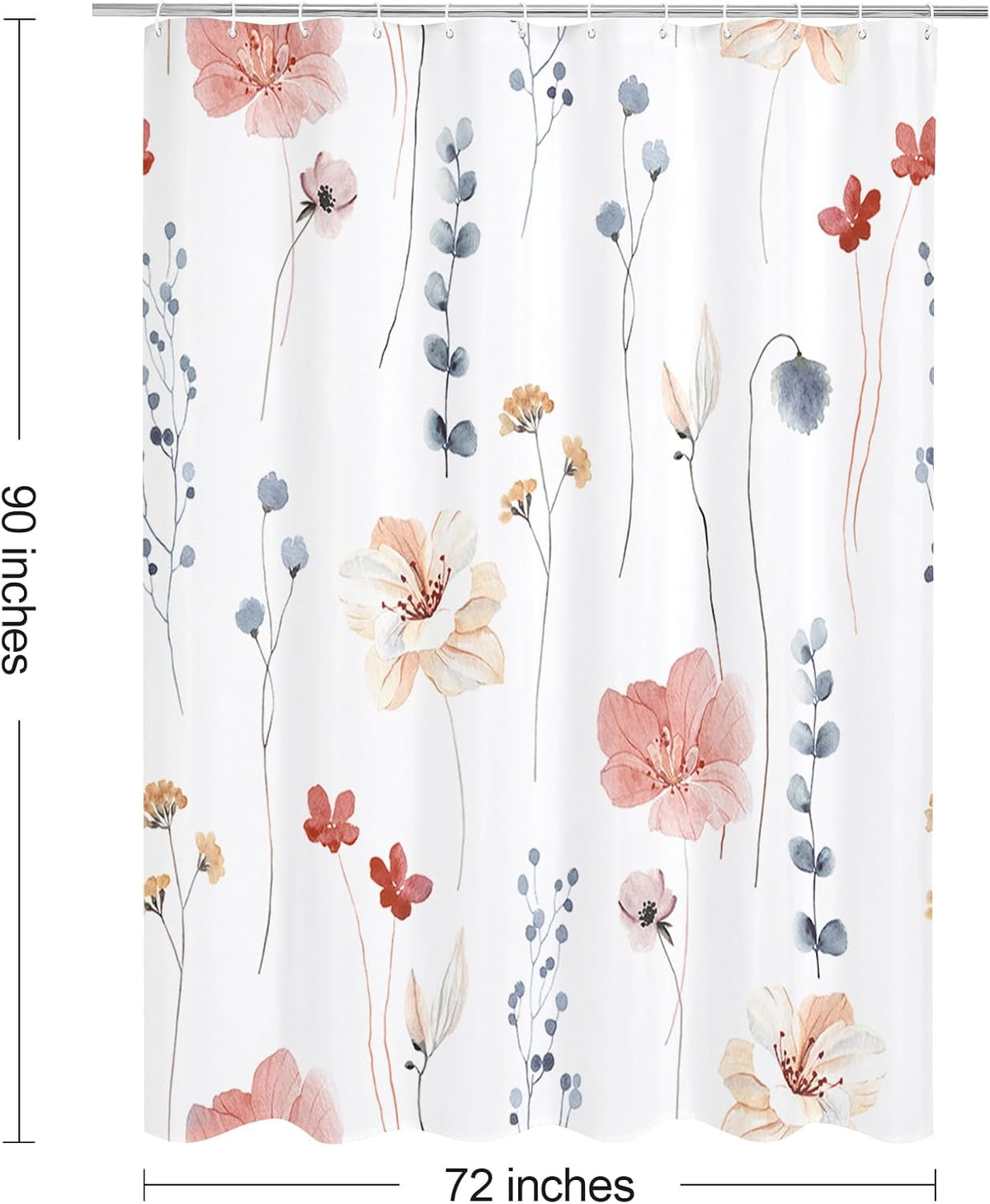 Sage Green Beige Watercolor Floral Fabric Shower Curtain 72x72
