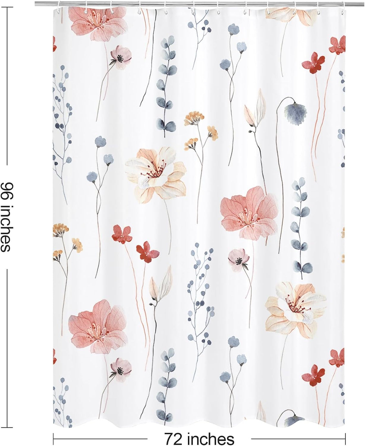 Sage Green Beige Watercolor Floral Fabric Shower Curtain 72x72