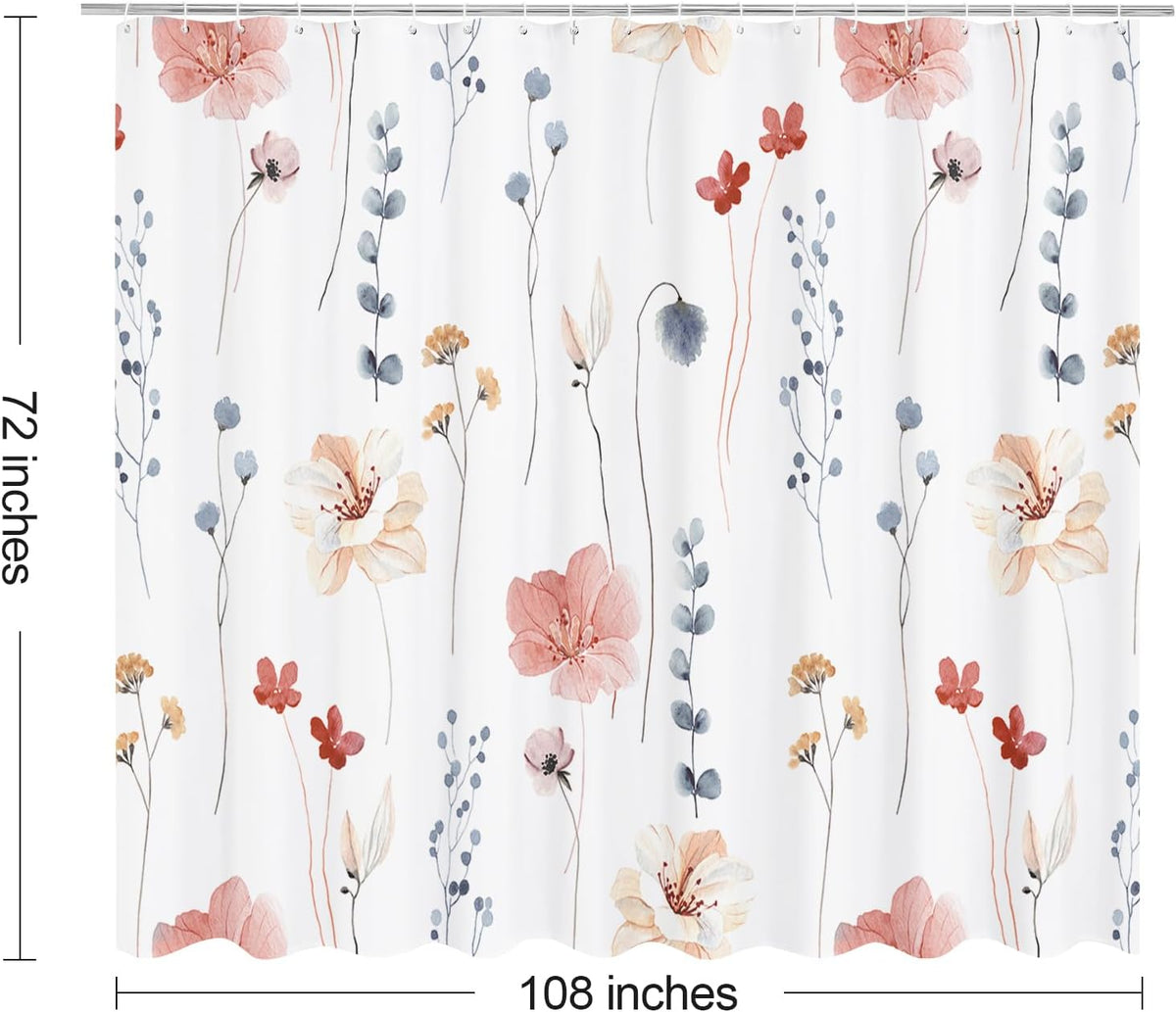 Sage Green Beige Watercolor Floral Fabric Shower Curtain 72x72