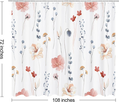 Sage Green Beige Watercolor Floral Fabric Shower Curtain 72x72
