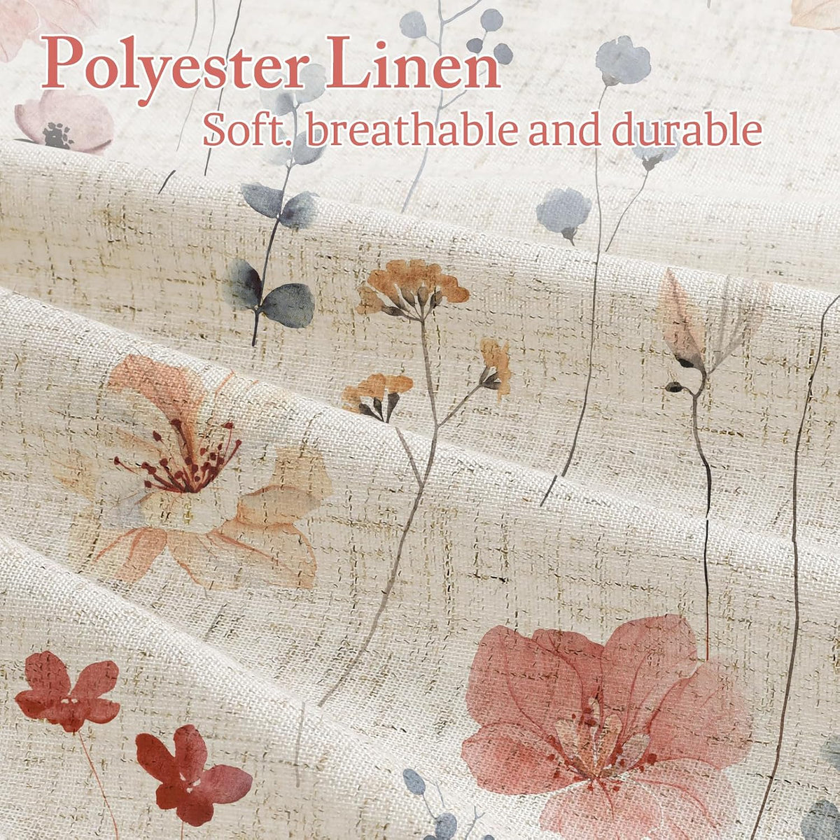 Sage Green Beige Watercolor Floral Fabric Shower Curtain 72x72