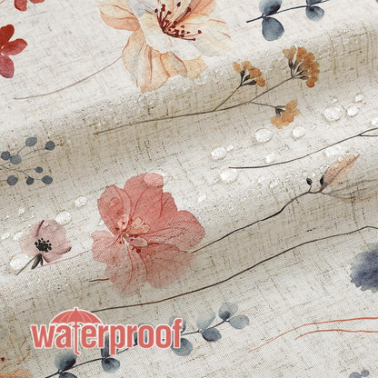 Sage Green Beige Watercolor Floral Fabric Shower Curtain 72x72