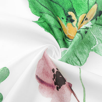 Sage Green Beige Watercolor Floral Fabric Shower Curtain 72x72