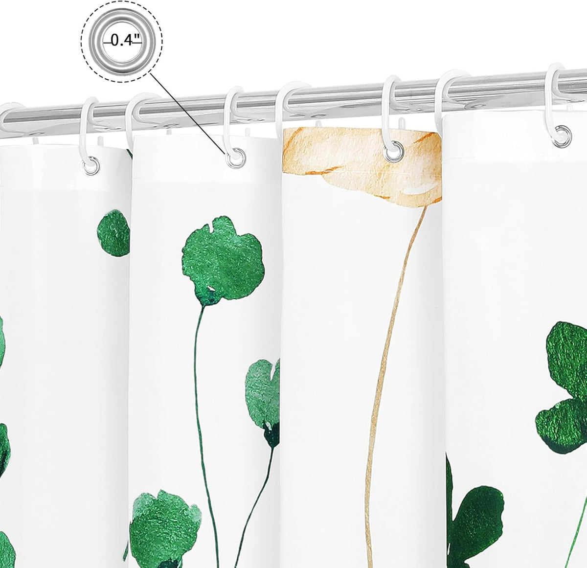 Sage Green Beige Watercolor Floral Fabric Shower Curtain 72x72