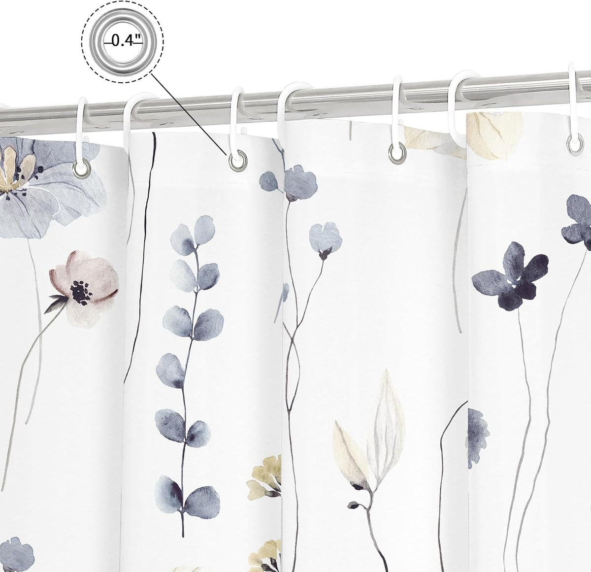Sage Green Beige Watercolor Floral Fabric Shower Curtain 72x72