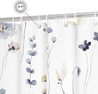 Sage Green Beige Watercolor Floral Fabric Shower Curtain 72x72