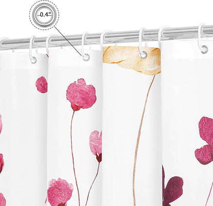 Sage Green Beige Watercolor Floral Fabric Shower Curtain 72x72