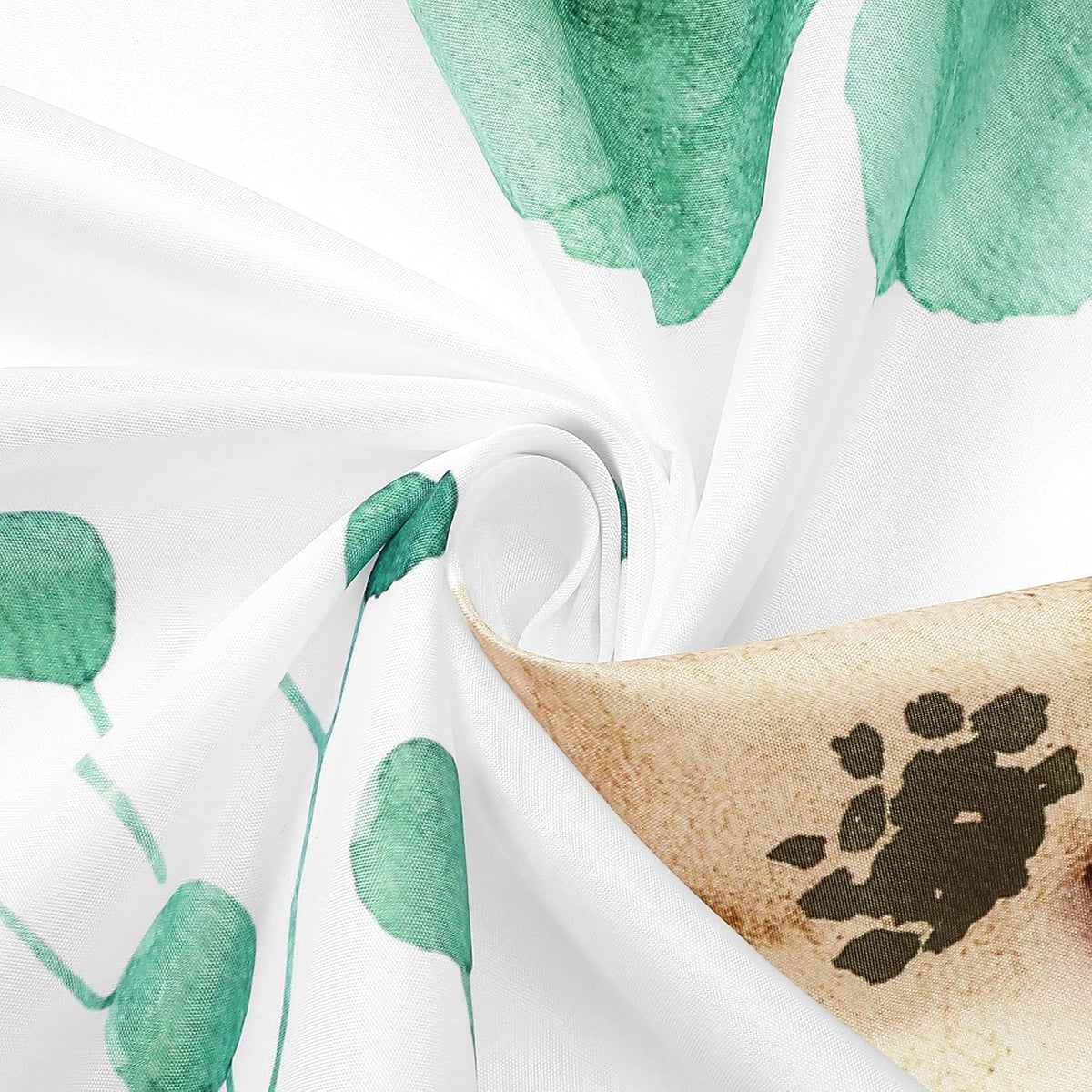 Sage Green Beige Watercolor Floral Fabric Shower Curtain 72x72