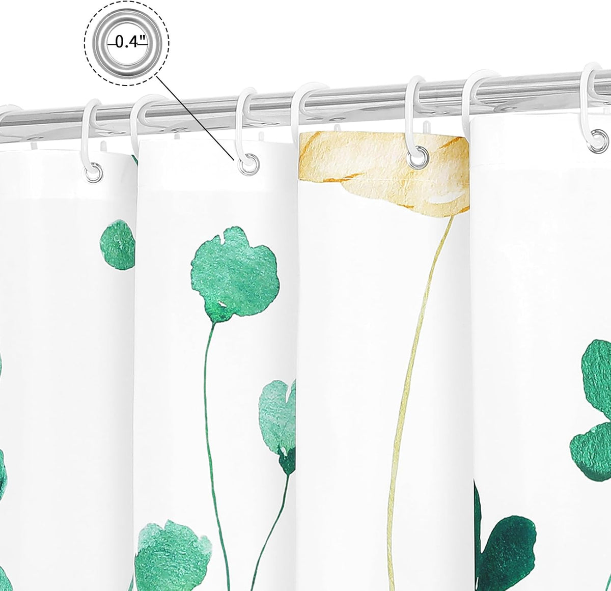 Sage Green Beige Watercolor Floral Fabric Shower Curtain 72x72