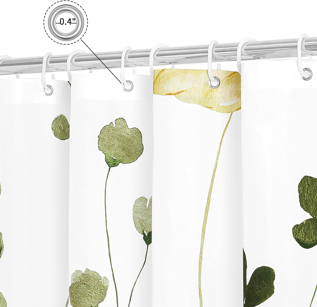 Sage Green Beige Watercolor Floral Fabric Shower Curtain 72x72