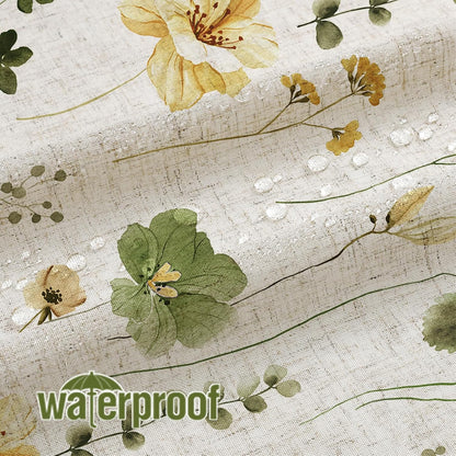 Sage Green Beige Watercolor Floral Fabric Shower Curtain 72x72