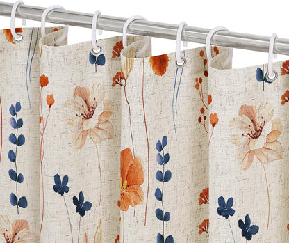 Sage Green Beige Watercolor Floral Fabric Shower Curtain 72x72