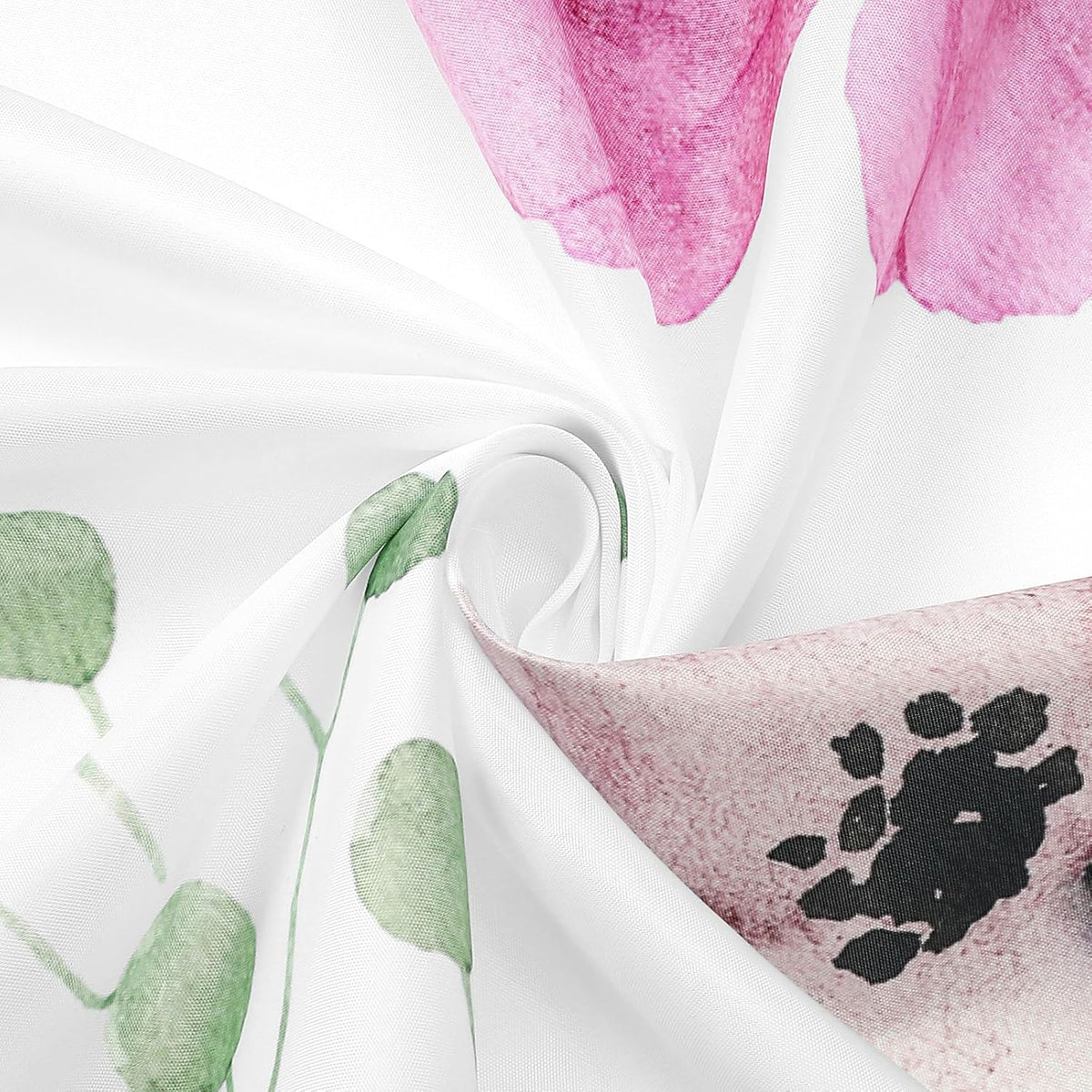 Sage Green Beige Watercolor Floral Fabric Shower Curtain 72x72