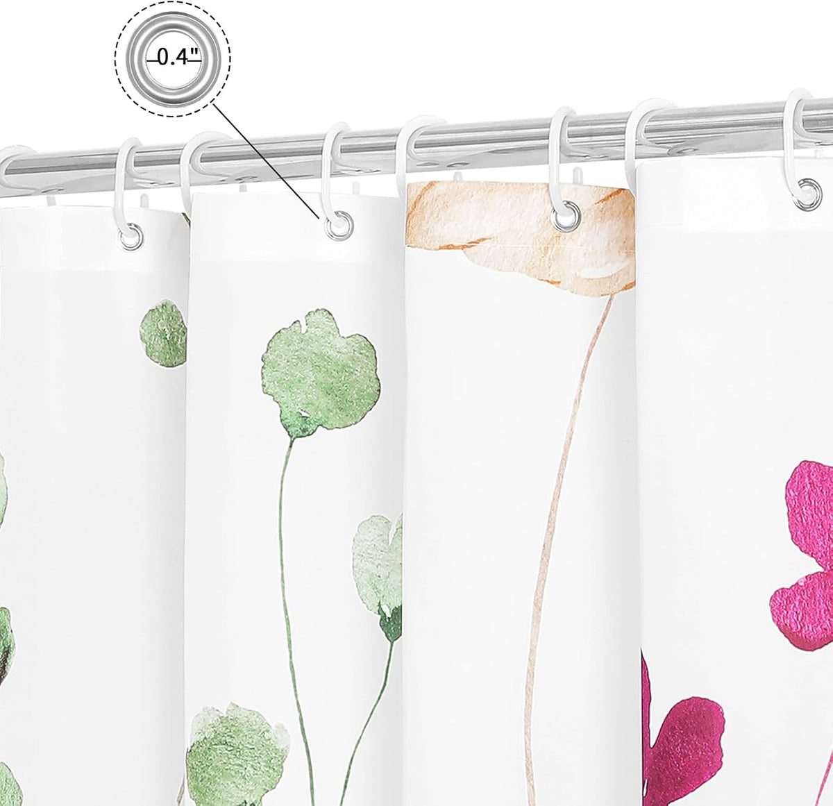 Sage Green Beige Watercolor Floral Fabric Shower Curtain 72x72
