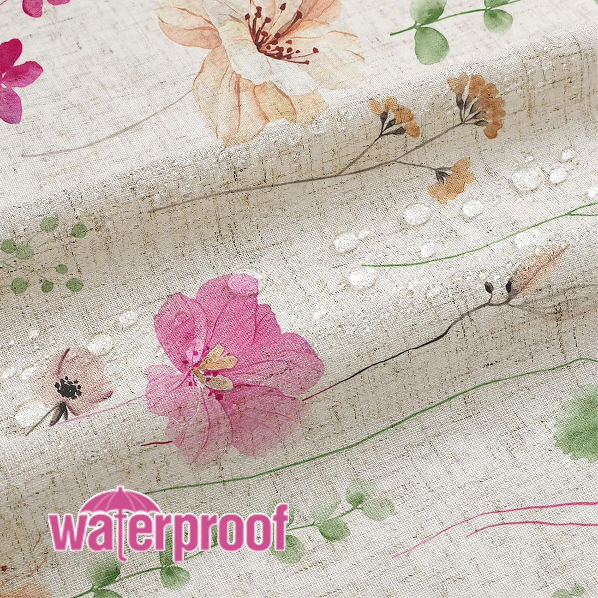 Sage Green Beige Watercolor Floral Fabric Shower Curtain 72x72