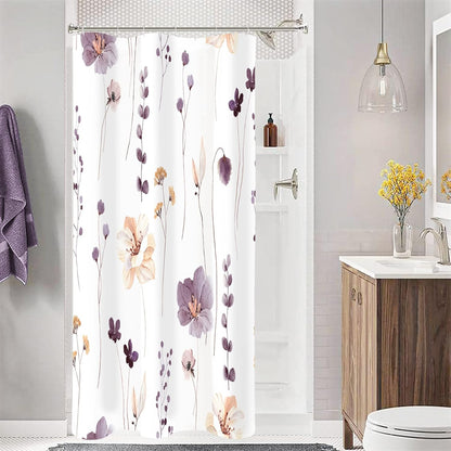 Sage Green Beige Watercolor Floral Fabric Shower Curtain 72x72