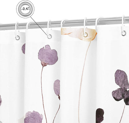 Sage Green Beige Watercolor Floral Fabric Shower Curtain 72x72