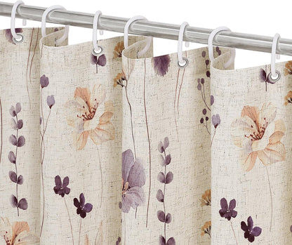 Sage Green Beige Watercolor Floral Fabric Shower Curtain 72x72