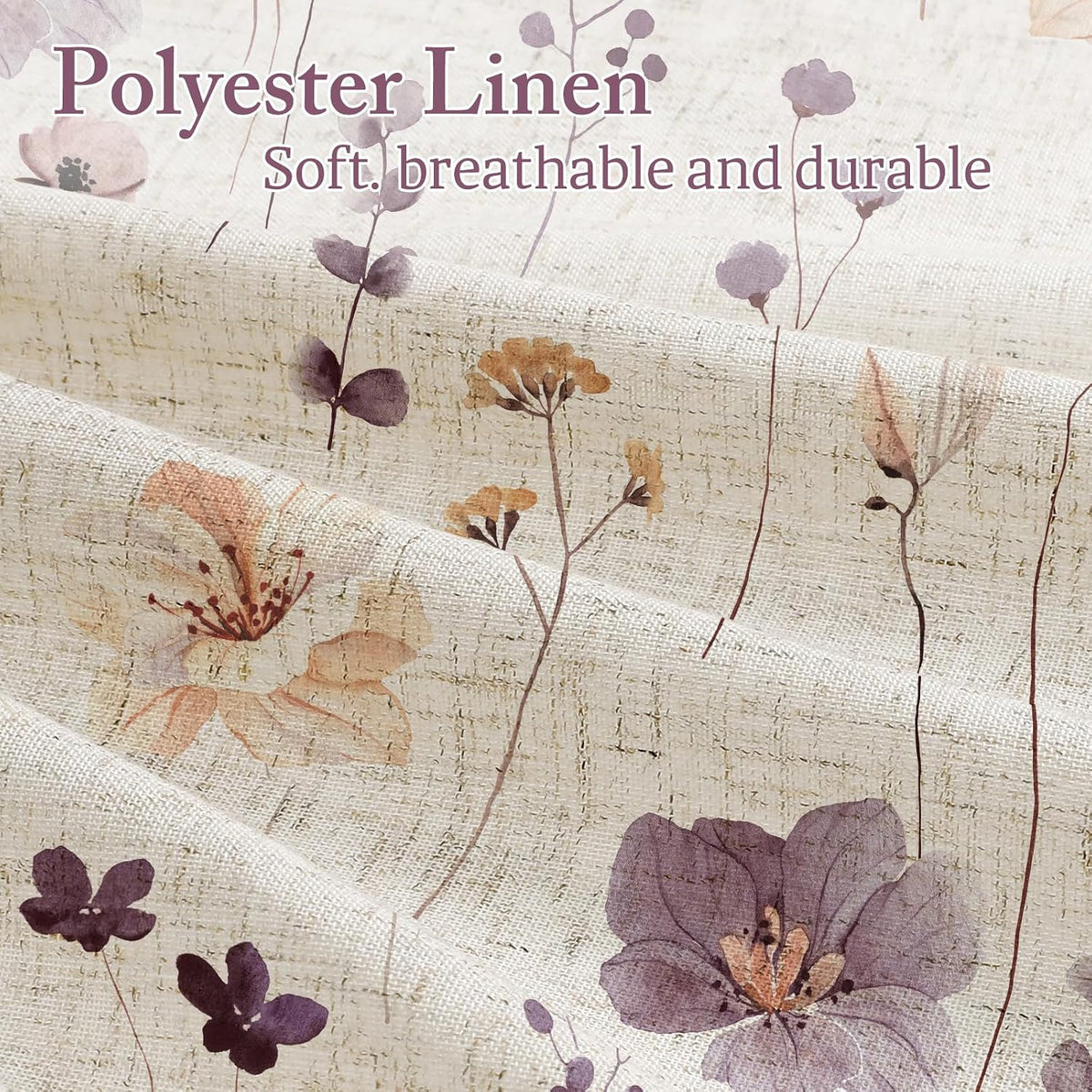 Sage Green Beige Watercolor Floral Fabric Shower Curtain 72x72