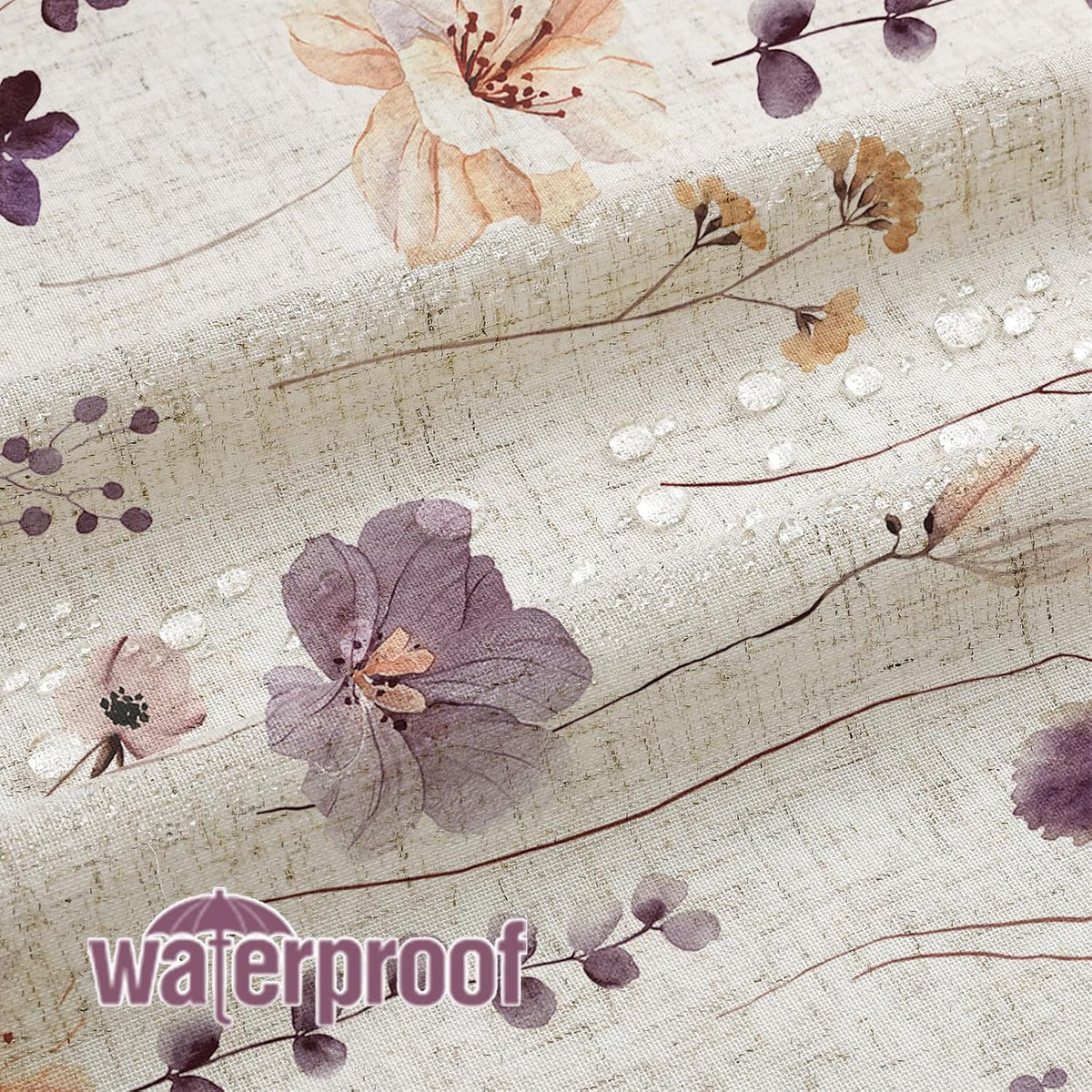 Sage Green Beige Watercolor Floral Fabric Shower Curtain 72x72