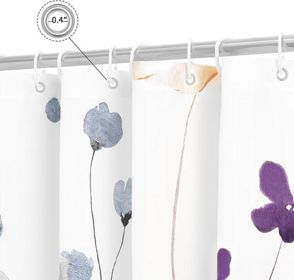 Sage Green Beige Watercolor Floral Fabric Shower Curtain 72x72