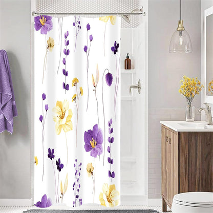 Sage Green Beige Watercolor Floral Fabric Shower Curtain 72x72
