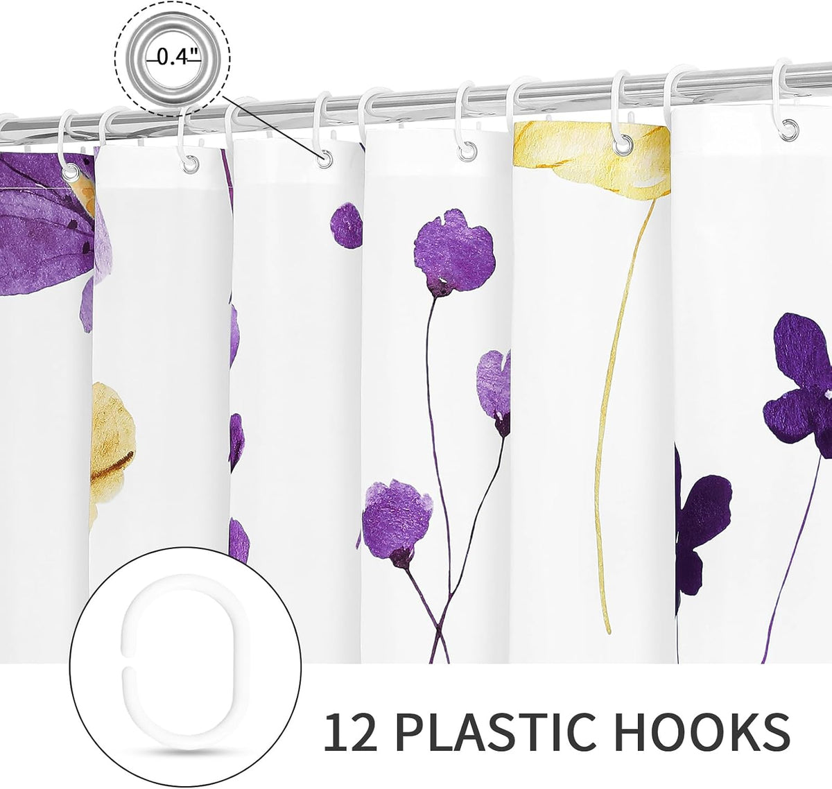 Sage Green Beige Watercolor Floral Fabric Shower Curtain 72x72