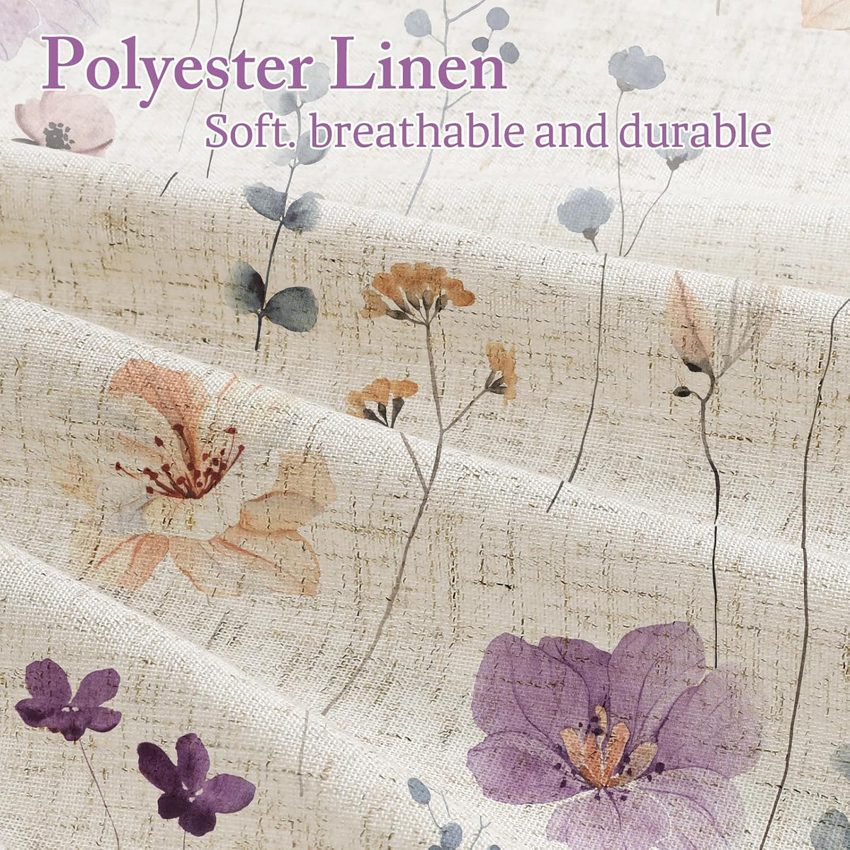 Sage Green Beige Watercolor Floral Fabric Shower Curtain 72x72