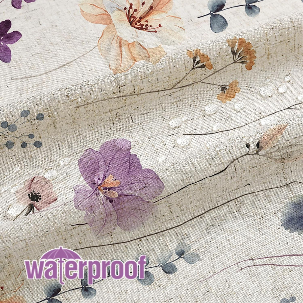 Sage Green Beige Watercolor Floral Fabric Shower Curtain 72x72