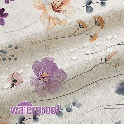 Sage Green Beige Watercolor Floral Fabric Shower Curtain 72x72