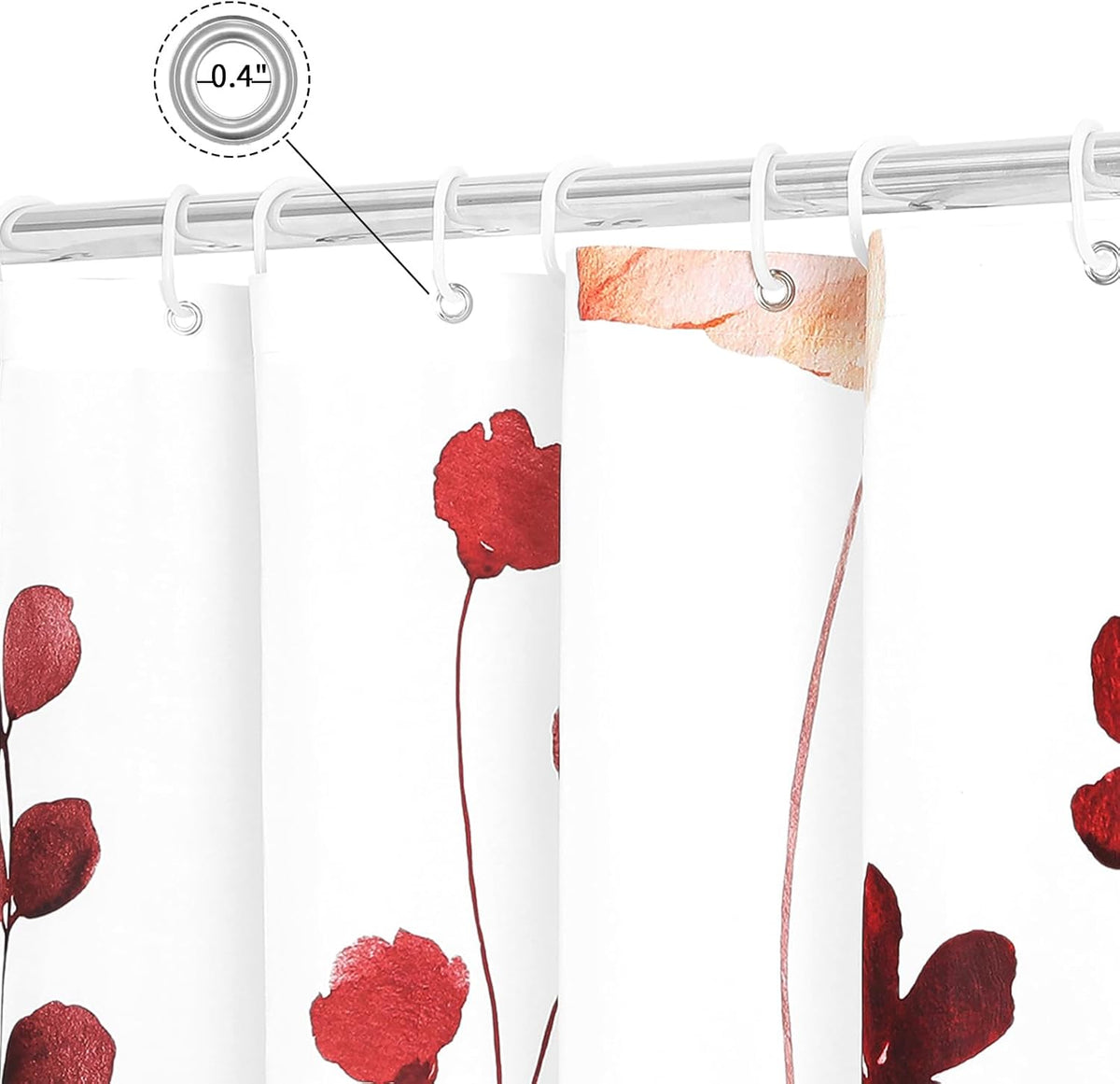 Sage Green Beige Watercolor Floral Fabric Shower Curtain 72x72