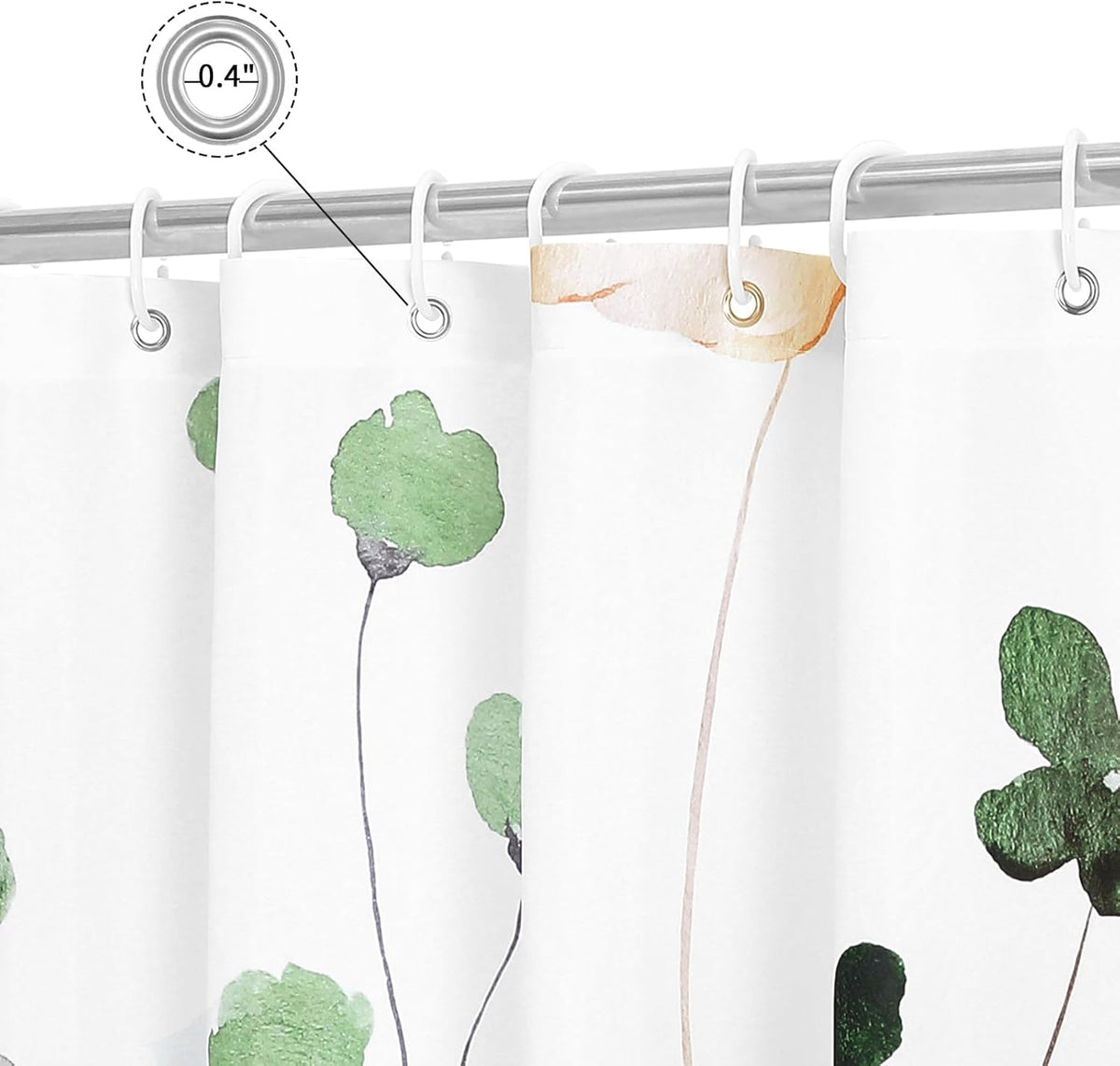 Sage Green Beige Watercolor Floral Fabric Shower Curtain 72x72