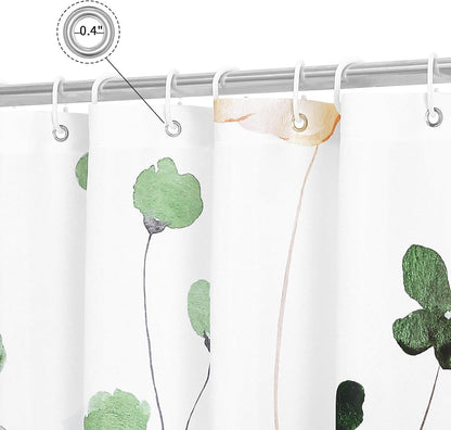 Sage Green Beige Watercolor Floral Fabric Shower Curtain 72x72