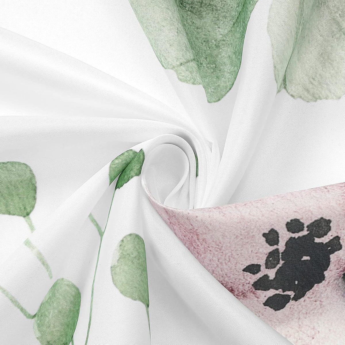 Sage Green Beige Watercolor Floral Fabric Shower Curtain 72x72